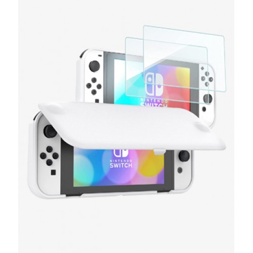 ProCase Flip Cover for Nintendo Switch OLED Model 2021 with 2 Screen Protectors, Switch OLED Protective Case with Magnetically Detachable Front Shell -White Visit the ProCase Store